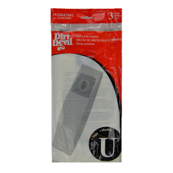 Dirt Devil Type U Bags (3-Pack) 3920047001 - VacuumStore.com